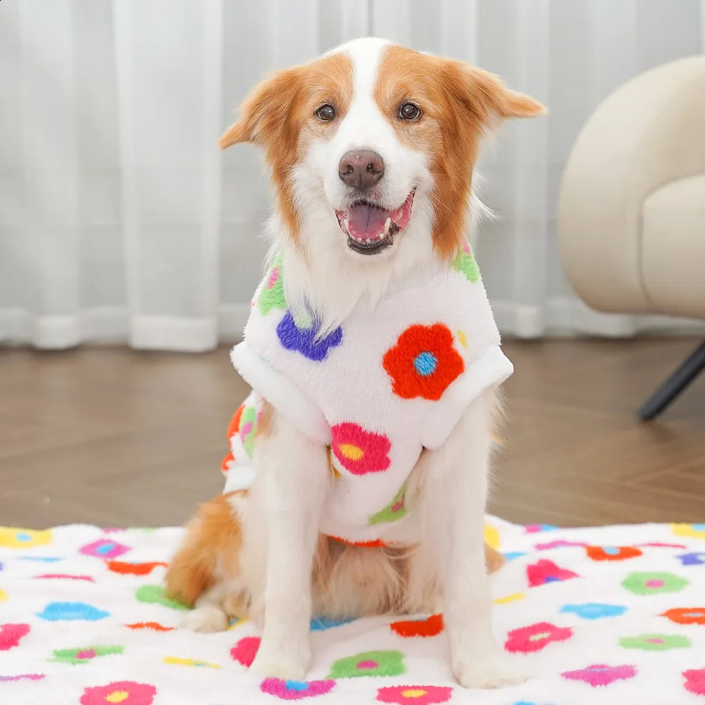 XS-8XL Pet Winter Warm Vest Puppy Clothes for Small Medium Big Dog Soft Golden Retriever Vest With Flower Clothing Pet Suppllies 250206