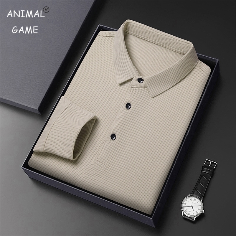 Mens Long Sleeve T Shirt Button Lightweight Lapel Loose Polo Shirt Solid Color Top 250206