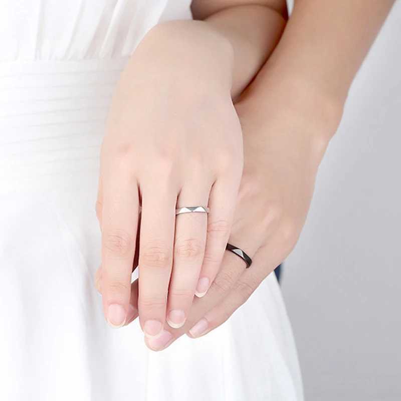 1Pair New Simple Geometric Couple Ring Rhombus Wedding Ring Couple Engagement Jewelry Party Gift W250207