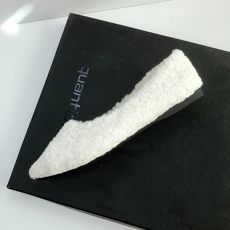 Furry Shoes for Women Winter Warm Flat Heel Shoes White Black Loafers Pure Color Simple Concise Style All Match High Quality 44 250206