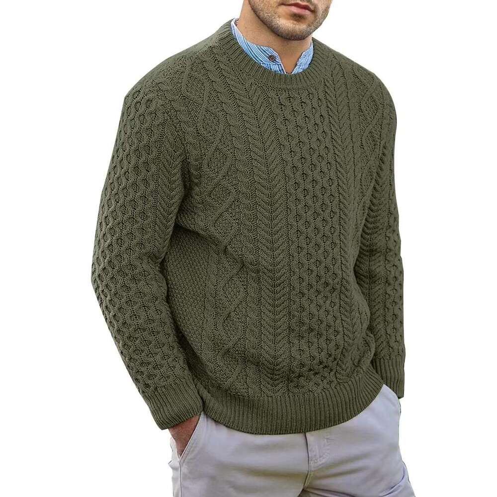 Pink Men's 2024 Autumn Winter New Pure Color Pullover Knitted Sweater Menwear Fashion Large Size Male Clothing