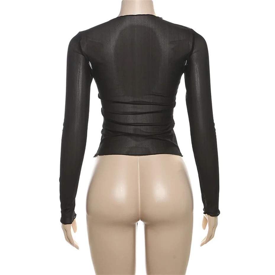 5pcs Bulk Items Wholesale Lots Summer Clothing for Women T Shirt Long Sleeve Mesh Sheer Tshirt Y2k Tops Pullovers M13148_1 250206