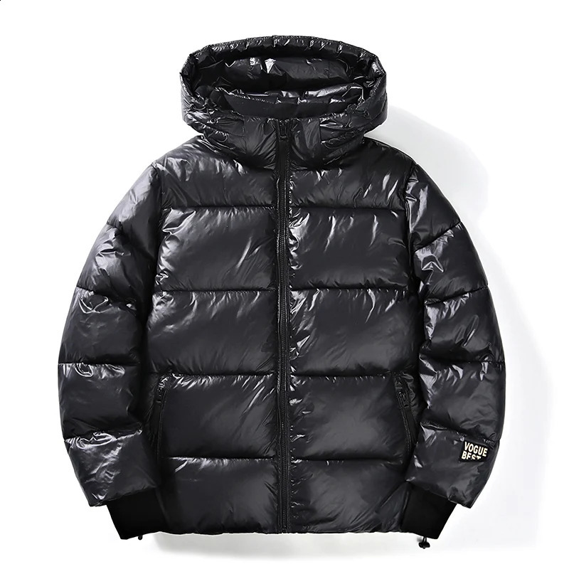 2024 Winter Warm Jacket Mens Trendy Black Gold Bright Waterproof Parka Short Womens Casual Down Cotton Padded Coat 250109