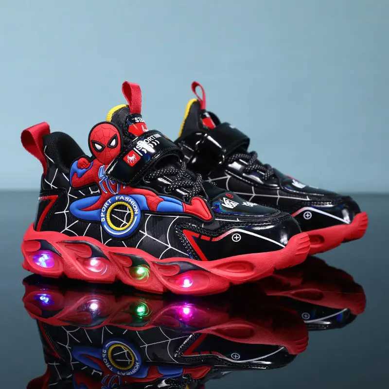 Boys Shoes LED Lights Autumn Childrens Sports Shoes Leather Non-slip Childrens Running Shoes Sneaker Size 25-35XJ250207