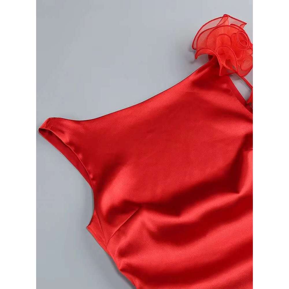 Dress New Women Celebrity Sexy Backless Red White Satin Girls Birthday Night Club Mini Party Dress