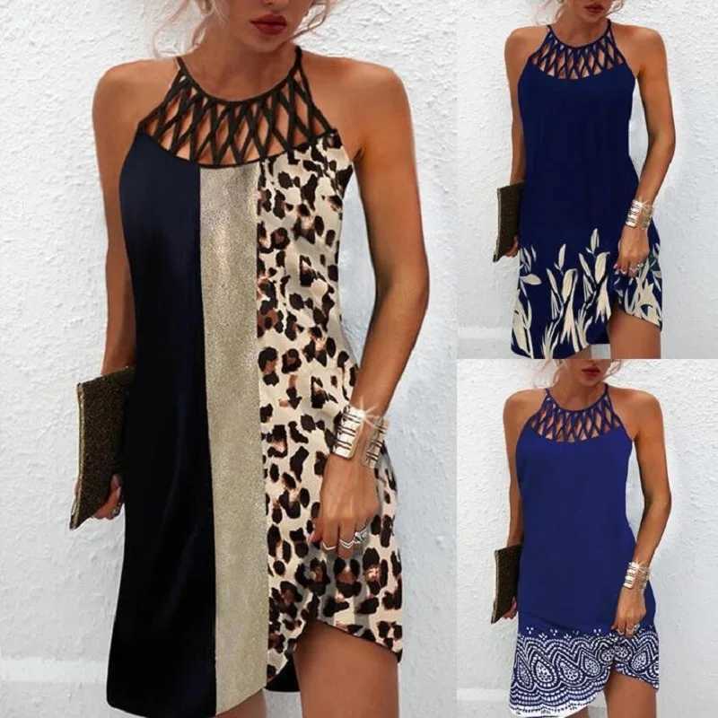 2024 Summer Wind Positioning Printing Mesh Belt Sveless Casual DressXJ2500207