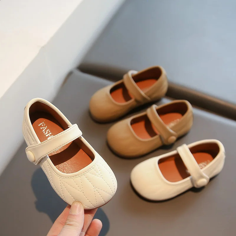 Kids PU Leather Shoes Girls Princess Shoes Breathable Flats Mary Janes White Brown Children Baby Toddler First Walkers Shoes 250206