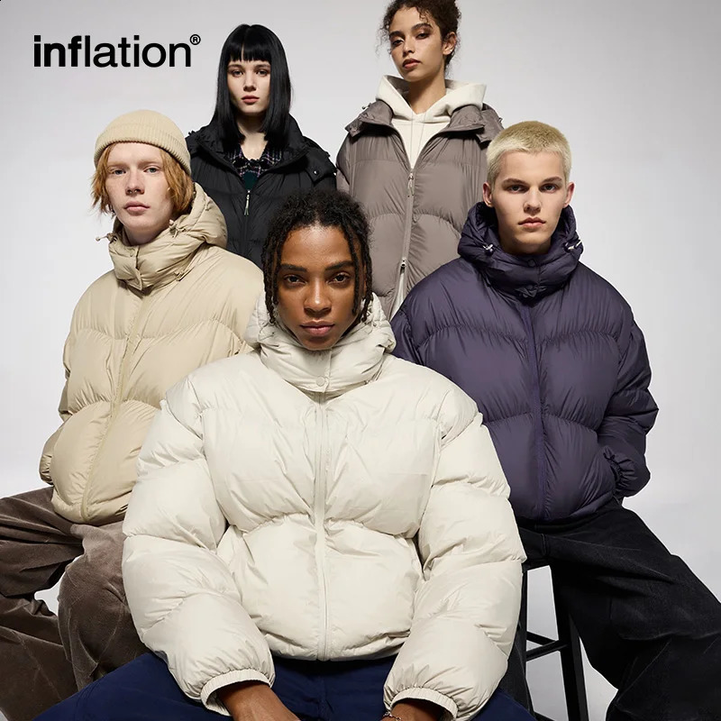 INFLATION Lightweight Puff Down Jacket Unisex Winter 90 Classic Solid Color Hooded LooseFit Men Coat 250109Z