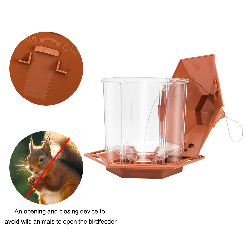 Automatic bird feeder Hanging food feeding tool gazebo outdoor bird feeder Perforated nut feeding hut bird food container 250207