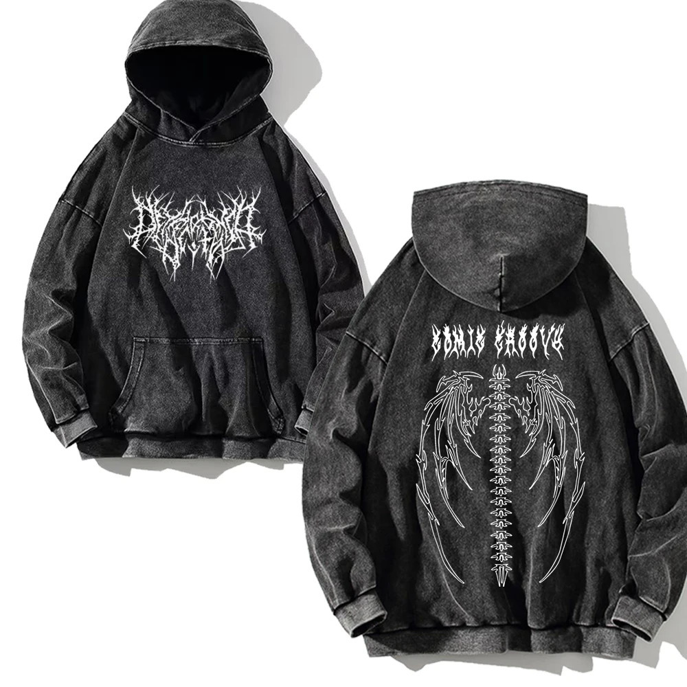 Thorns Wing Print Y2K Hoodies 100 Cotton Men Women Goth Punk Sweatshirts Black Vintage Pullover Streetwear Casual 250207