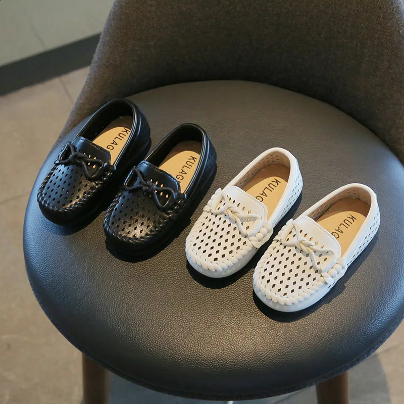 Childrens British Style Boys Casual Shoes Kids Hollowed Out Shallow mouth Loafers Peas Shoes Toddler Slip-on Soft Boat Moccasin 250206