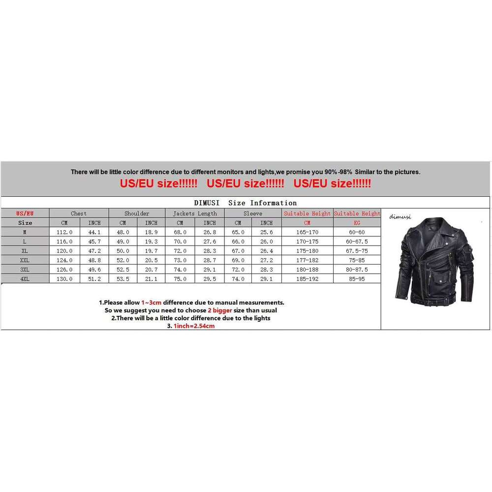 Men's Leather Jacket DIMUSI Winter Mens Men Fashion Motorcycle PU Jacket Cool Zipper Pockets Leather Coats Clothing