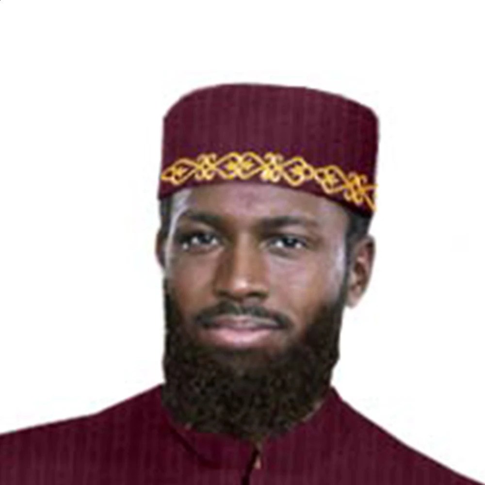Men Prayer Hats Islamic African Muslim Kippah Arab Caps Men Arabia Cotton Gold Embroidery Wrap Muslim Islam Men Hat Headscarf 250207