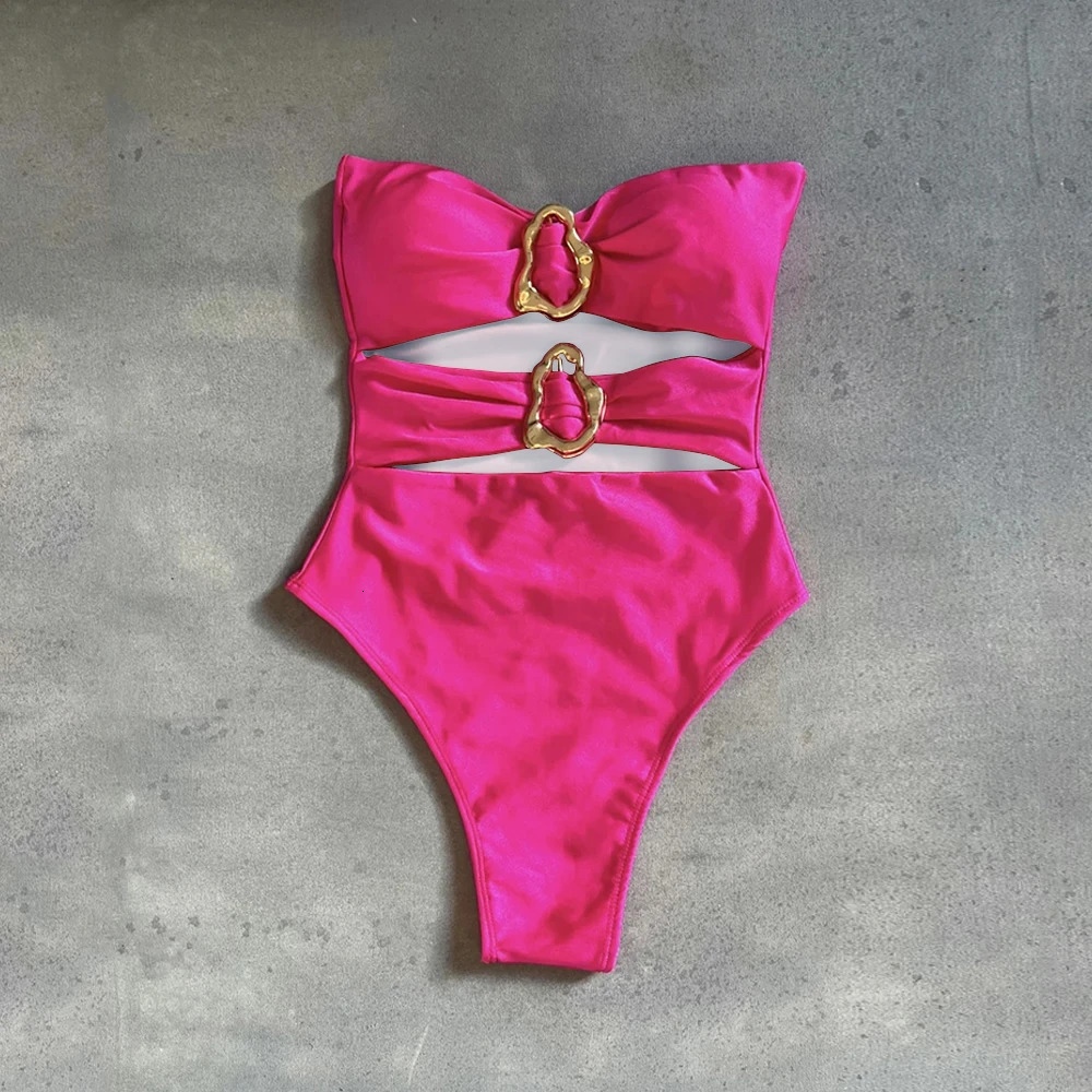 Oval One Piece Swimsuit 2025 Sexy Swimwear Women Swimsuit Hollow Out Bathing Suit Beachwear Monokini Female Biquini Swim 250207