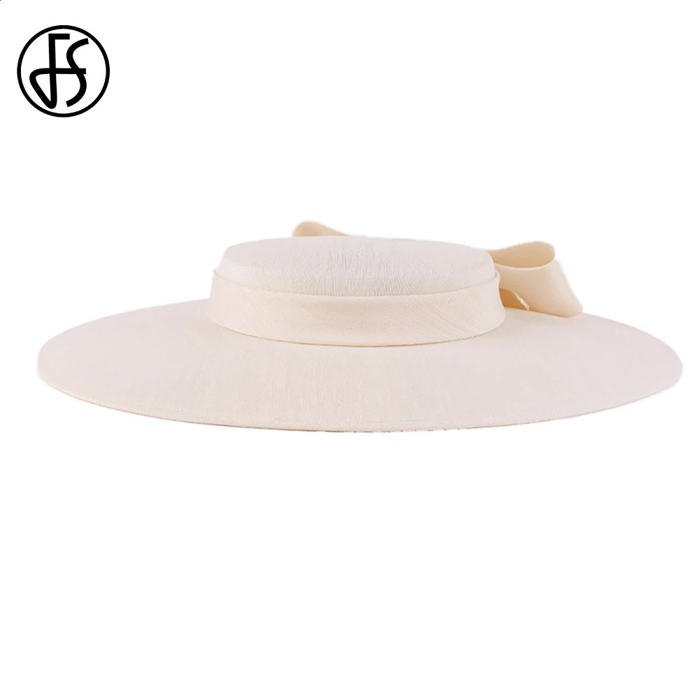Wide brimmed church headwear Ladies big bow formal hat Wedding Bride Tea flat fedora 250207