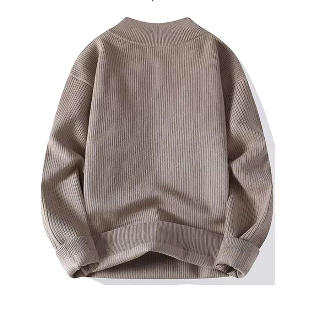 Autumn Winter Men Sweater Vintage Mock Neck Solid Color Knitted Pullovers Loose Haruku Mens Retro Knitting Sweaters S50