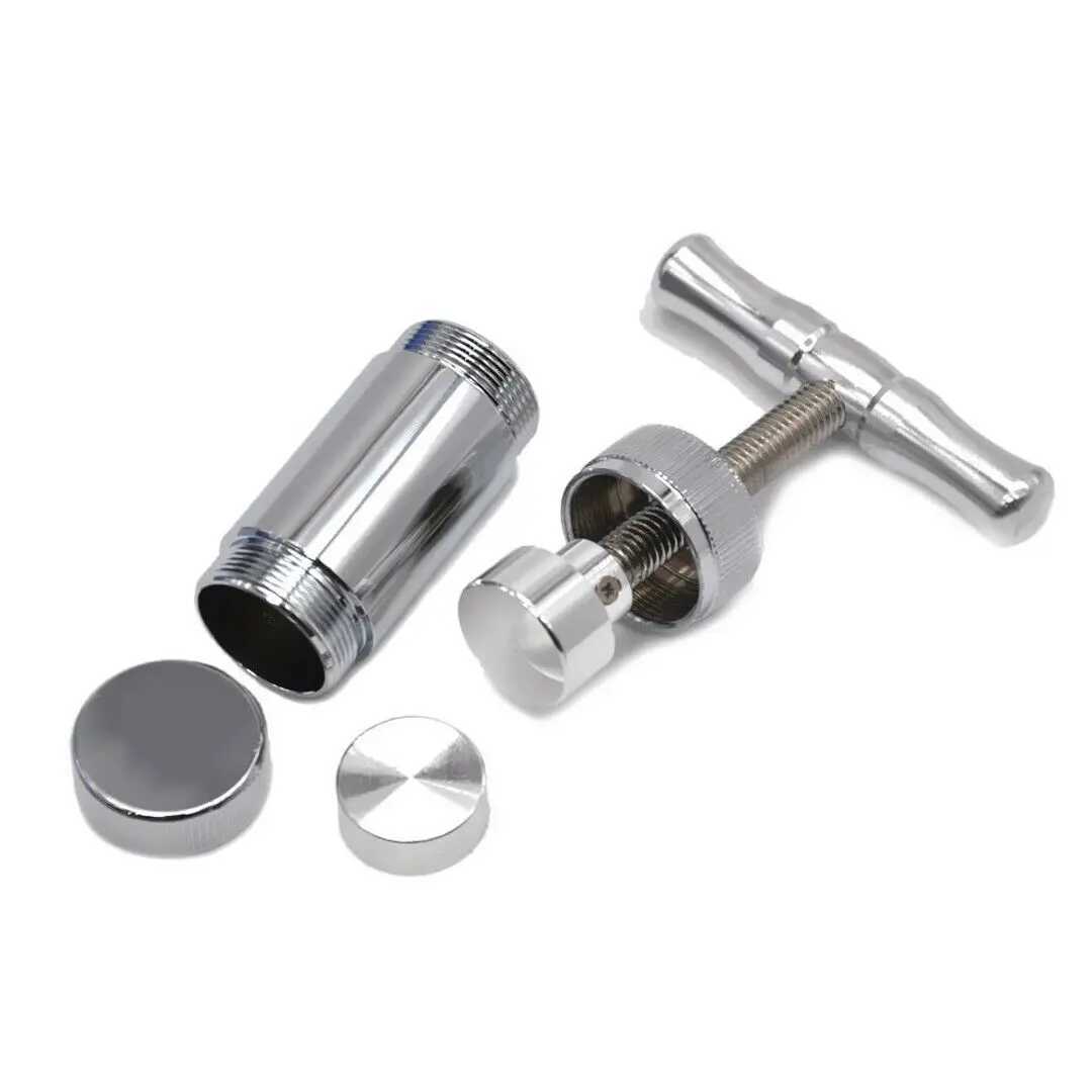 1pc Aluminum Alloy T Shape Press Tool For Spice Garlic Pepper Salt Can Be Rotated Squeezed To Store Tobacco Leaves PockeXJ250207