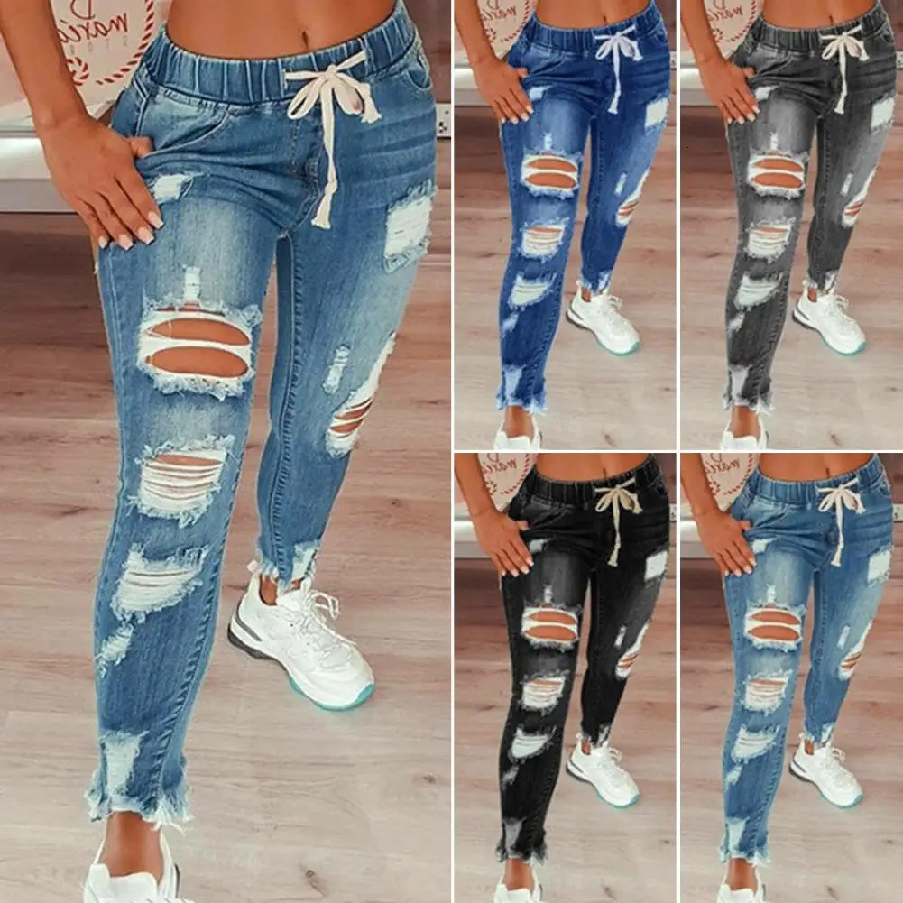 Denim Pants Summer Pure Color All Match Jeans Slim Female Pencil for Dating 250121