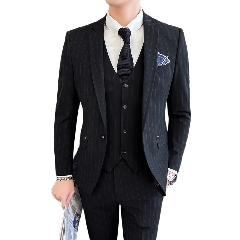 2024 grooms wedding highend set setvestmens winter striped business fashion casual three piece 250207