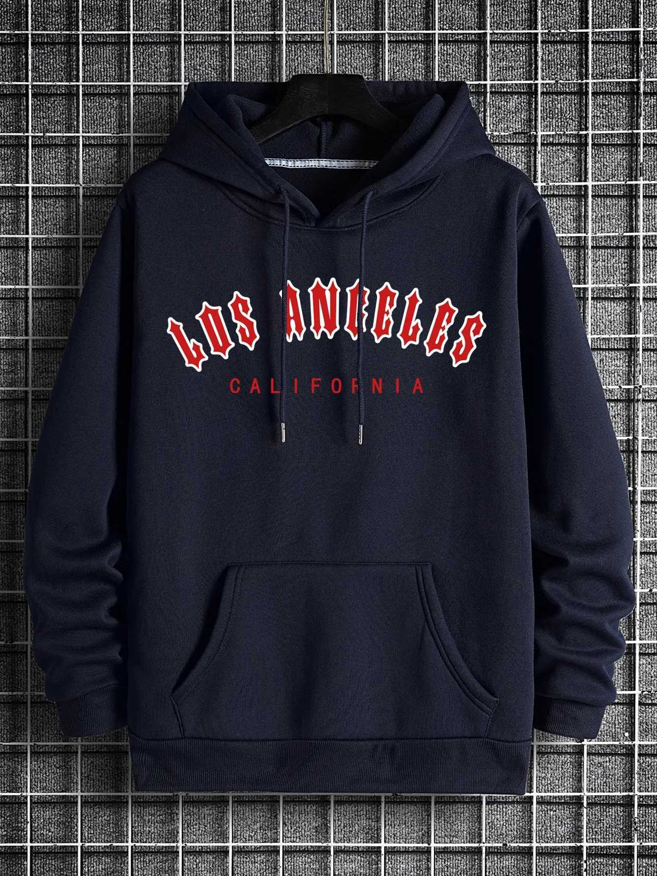 Los Angeles Art Letter Pattern Hoodie Mens Crewneck Hip Hop Sweatshirt Autumn Casual Clothing Wool Mens Super Large Hoodie W250207