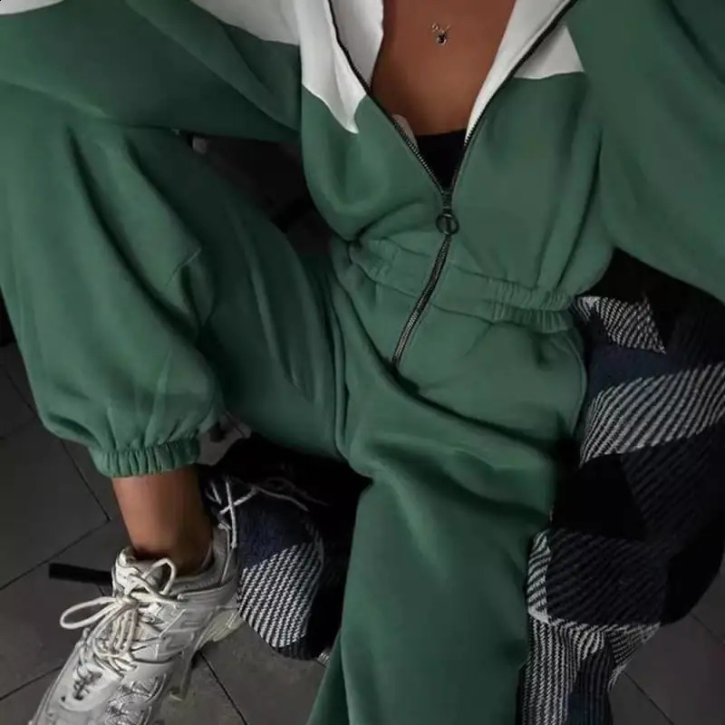 Retro Womens Clothing Women Street Style Sports Casual Color Pantsuit Fashion Long Sleeve Pantsuit Women 250107