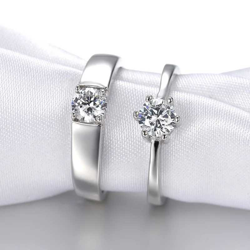 Classic Couple Rings For Men Women CZ Stone Trendy Wedding Lovers Ring Jewelry Romantic Valentines Day Present Ring Accessory W250207
