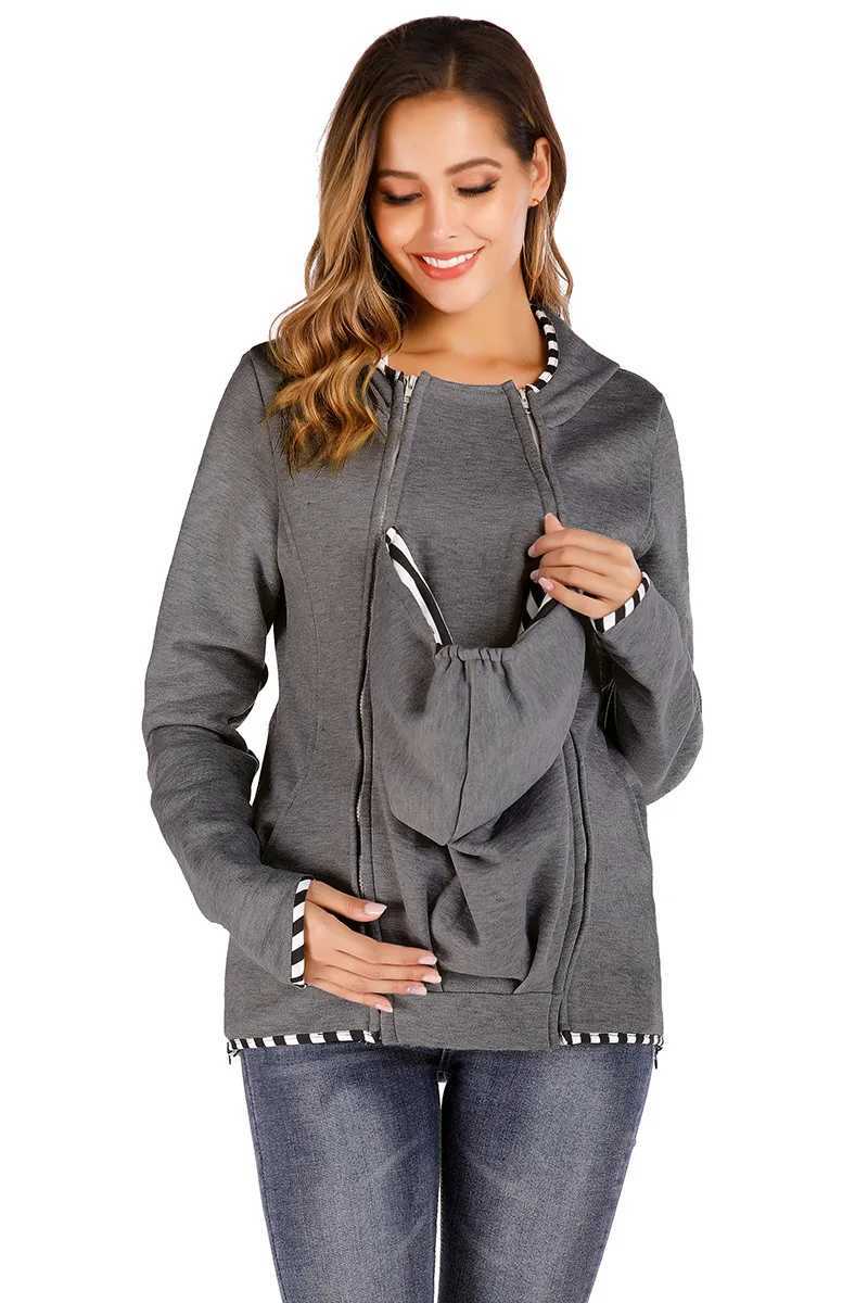 Long Sleeve Maternity Warm Cotton Clothing Mother Autumn Winter Women Hoddies Carry Baby Holder Infant Sweatshirt Jacket Carrier W250207