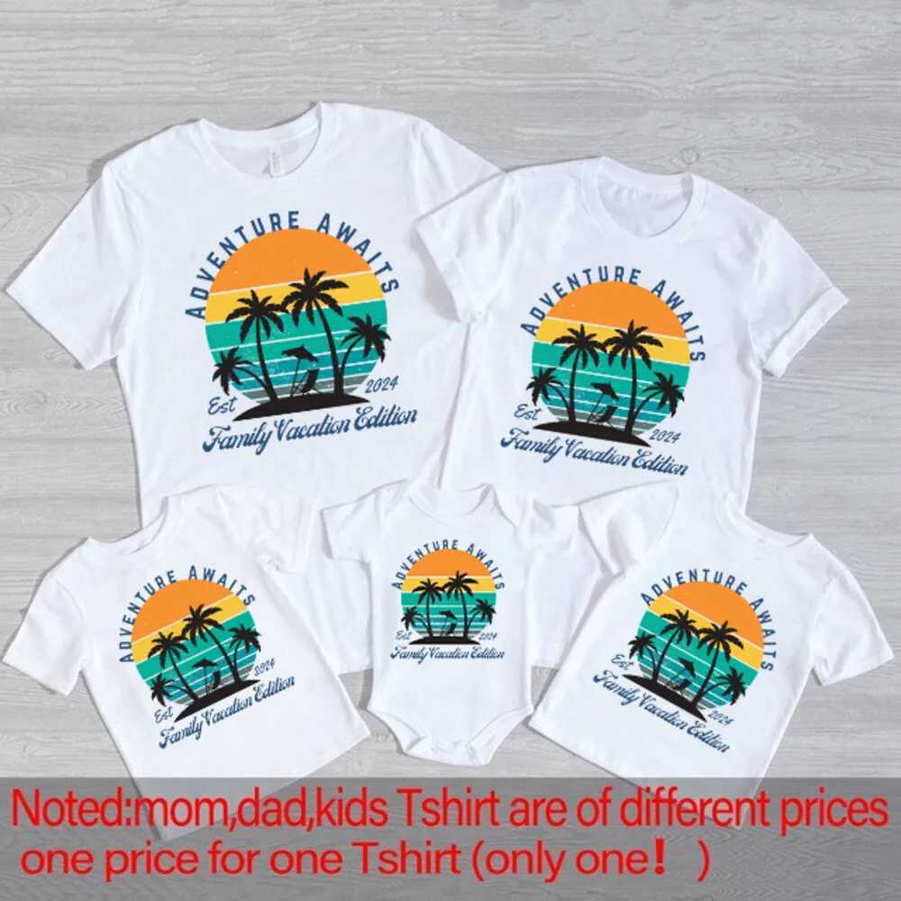 Adventure Awaits Family Vacation Edition Est 2024 Family Matching Shirt Adult Kids Summer T-shirt Tops Baby Short Sleeve Romper W250207