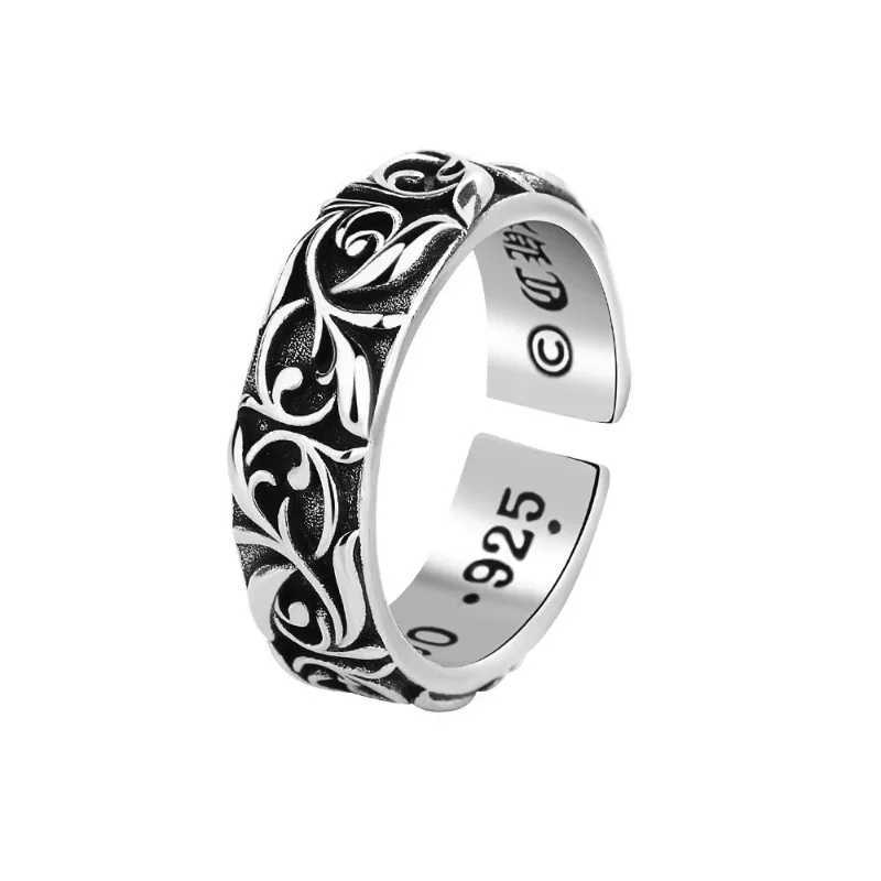 Personalized cross ring for couples fashionable retro Thai silver eternal vine ring W250207