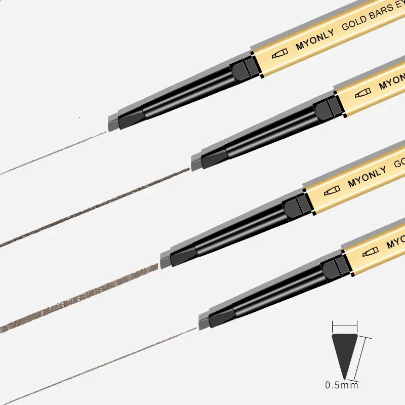 Small Gold Bars Doubleend Ultrafine Eyebrow Pencil Triangle Pen Refill Brow Brush Draw Stereoscopic LongLasting Brows 250108