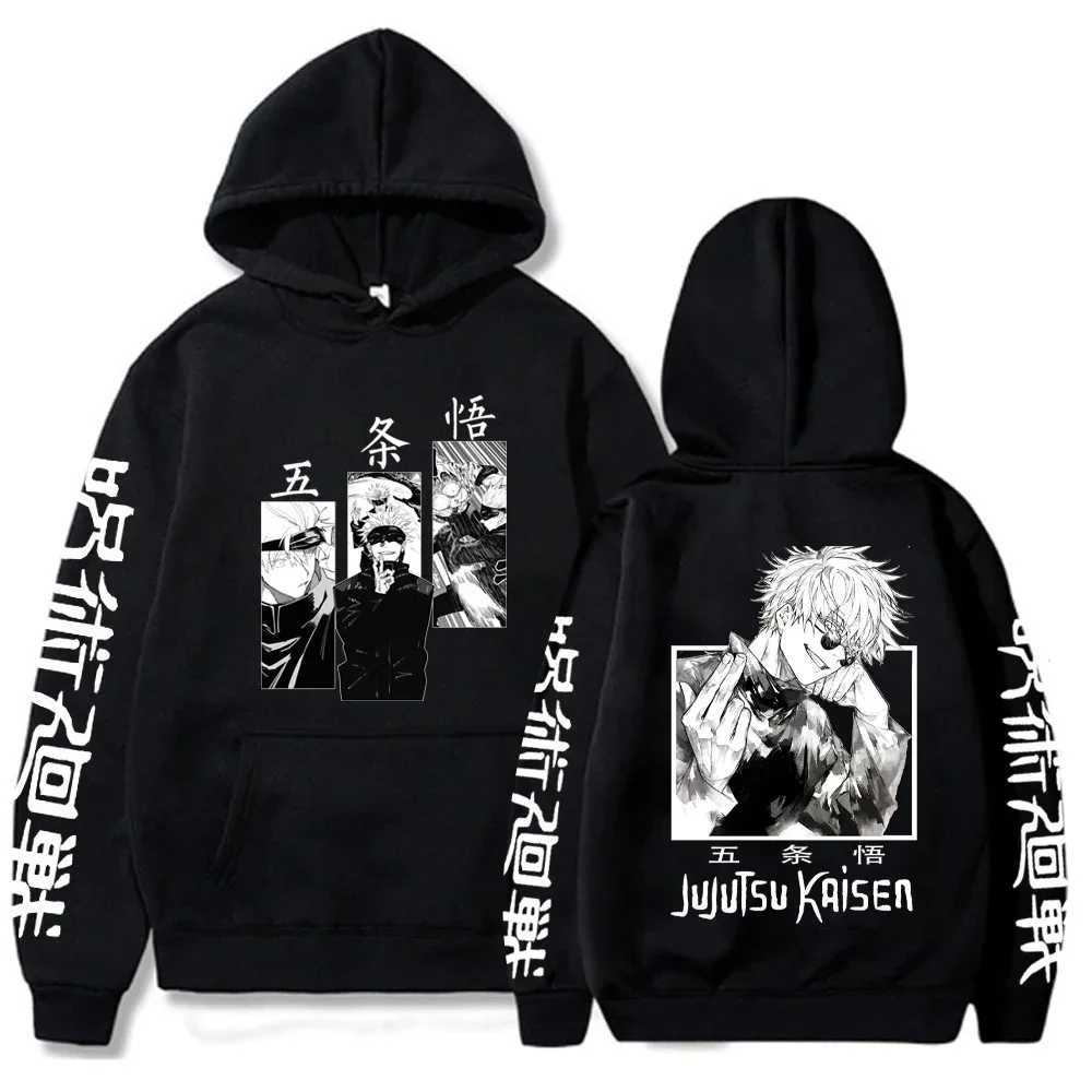 Anime Jujutsu Kaisen Hoodies Men Satoru Gojo Print Sweatshirt Autumn Winter Harajuku Hoody Hooded Streetwear Plus Size Hoodie W250207