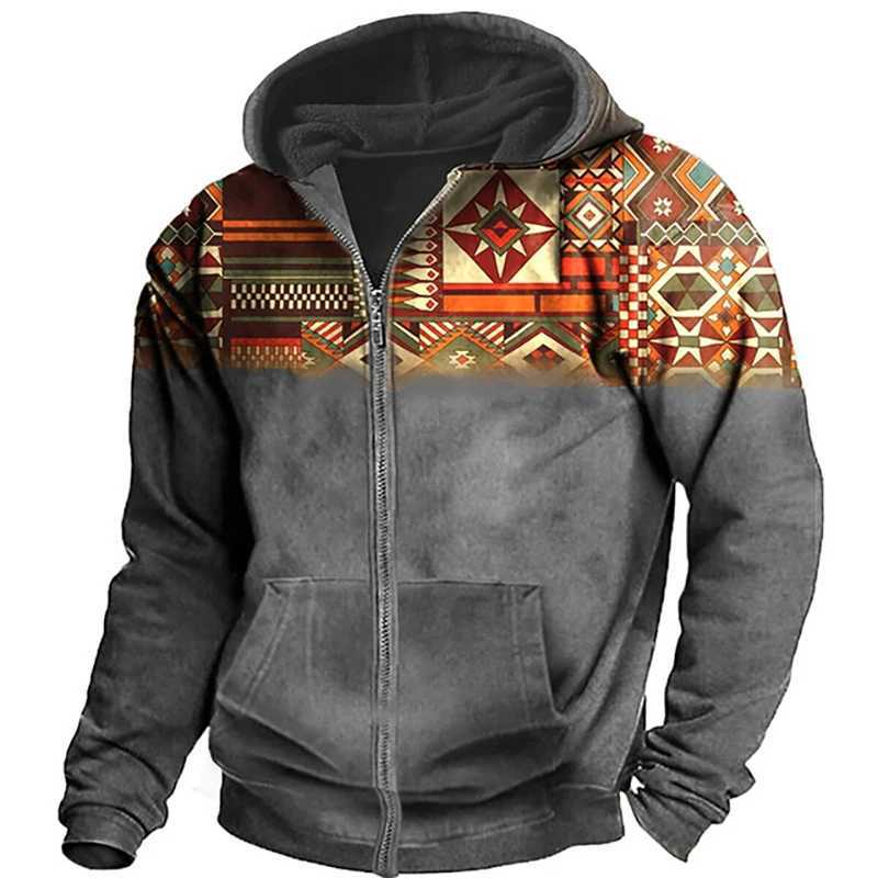 Autumn Ethnic Style 3D Printed Hoodies Men Women Fashion Vintage Oversized Sweatshirts Zipper Hoodie Male Tracksuit Man Clothing W250207