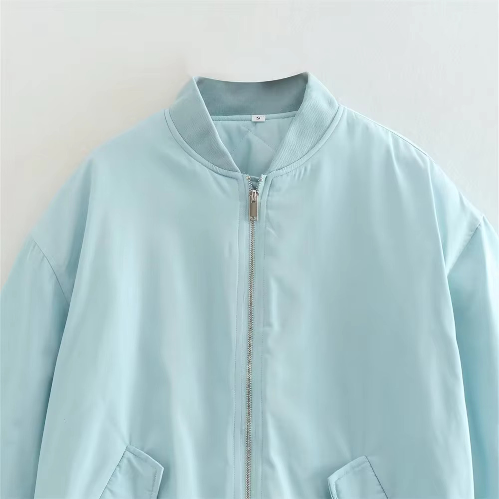 Unizera2025 Autumn And Winter New Women's Fashion Style Stand Up Neck Solid Loose Fit Flight Jacket Cotton Coat