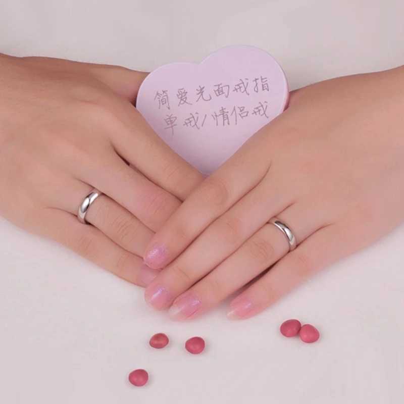 Trendy Ring Pure 100% 925 Sterling Silver Couple Ring Simple Smooth Wedding Band Jewelry Anniversary Gift for Lovers Women Men W250207