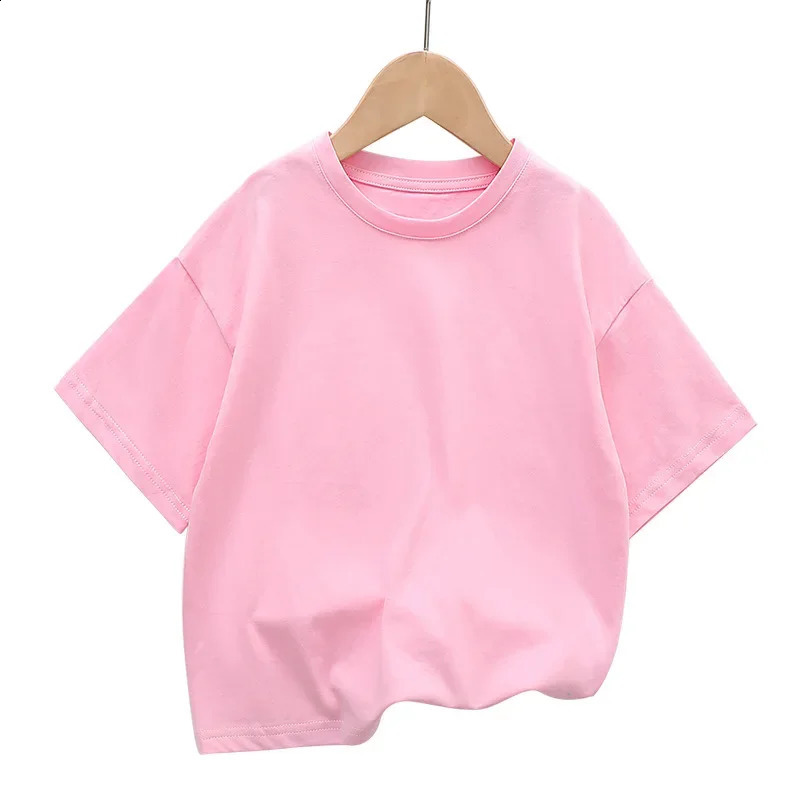 Summer Childrens Short Sleeved T-shirt Fashion Kids Shoulder Down T-shirt Top Cotton Trendy Student Tee 2-12 Years Old 250207