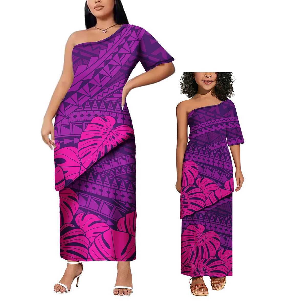 Custom Polynesian Samoan Tribal Print Parent-child Mother Daughter Matching Clothes Family Dress Outfits Clothing Sets W250207