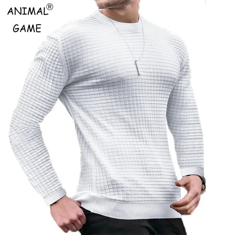 Sweatwear Mens Casual Long Sleeve Basic Knitted Sweater Pullover Male Round Collar Autumn Winter Tops Sweatshirts T-shirt 250206