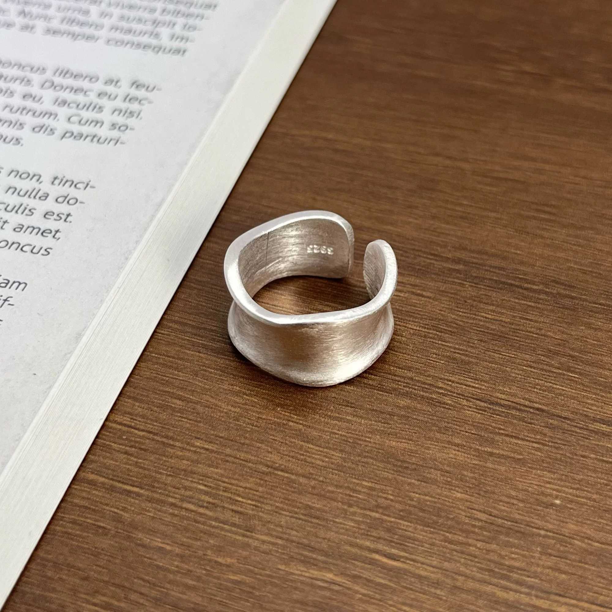 925 Sterling Silver Rings for Women Men Fashion Handmade Wide Ring Couple Minimalist Party Jewelry Gift Prevent Allergy W250207