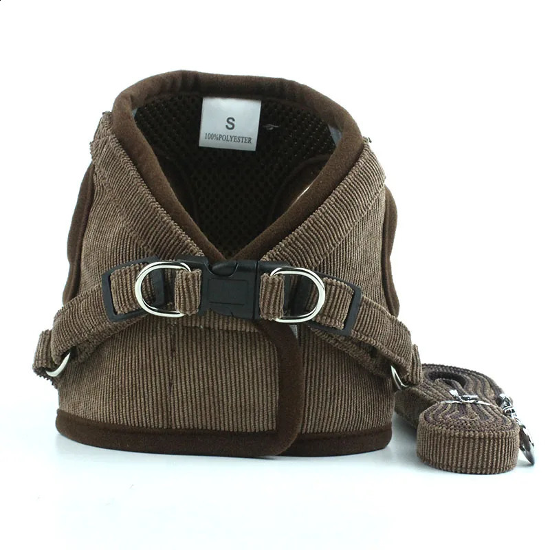 Reflective Pet Dog Vest Harness And Leash Set Windproof Corduroy Adjustable Chest Strap Breathable Mesh Harnesses For Dogs 250206