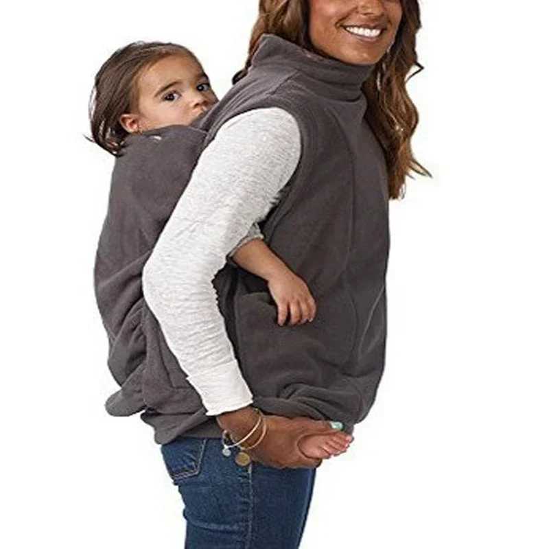 Mother Baby Carrier Jacket Daddy Mom Kangaroo Sweater Outerwear Autumn Winter Carry Baby Thicken Vest Sleeveless Jacket Coat W250207