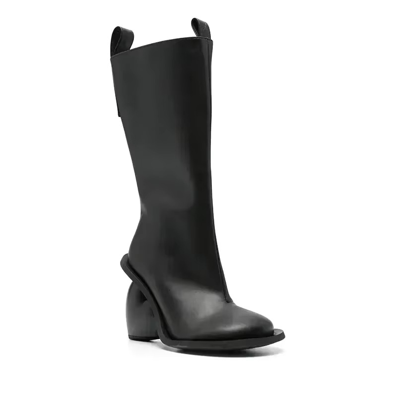 Womens Mid Calf Winter hot - Peach Heart Heel, Round Toe, Side Zip Fashion Boots for Autumn/Winter