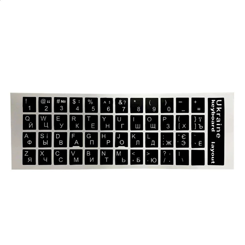 Ukrainian Keyboard Stickers Ukraine Black Transparent Background with WhiteColor Lettering for Computer Keys 250108
