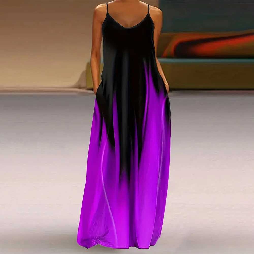 New Style Suspender Dress Colorful Gradient V-Neck Sveless Vest Maxi Dress Fashionable Backless Long Dress Summer For WomenXJ2500207