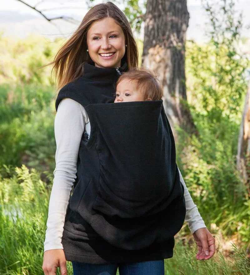 Mother Baby Carrier Jacket Daddy Mom Kangaroo Sweater Outerwear Autumn Winter Carry Baby Thicken Vest Sleeveless Jacket Coat W250207