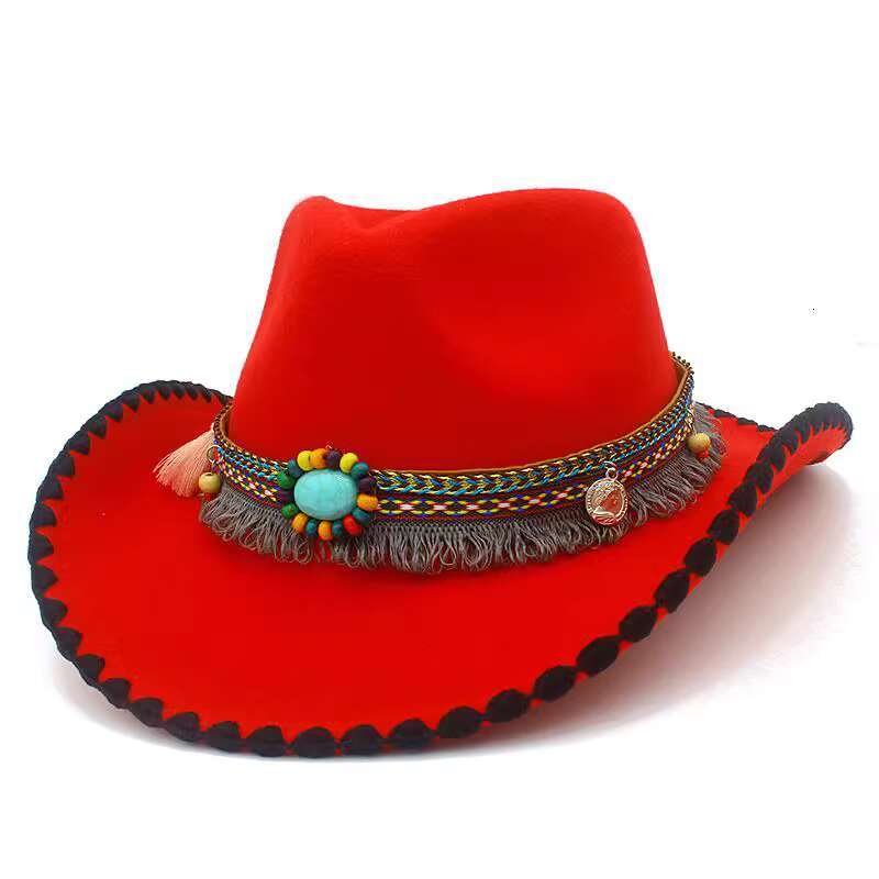 White Snowland Accessories Ethnic Style Tibetan Men and Women Performance Woolen Hat Guozhuang Dance Four Seasons