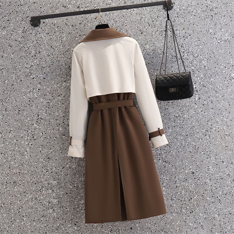 Women's Clothing Mid Length British Style Temperament Popular Loose Color Matching Coat Jacket Trendy