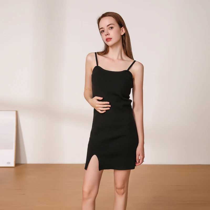 Knitted Dress 2024Clothes Sweater Dresses Ladies Korean Fashion Clothing Robe Ele Women Black Tight Casual Vintage PregnantXJ2500207