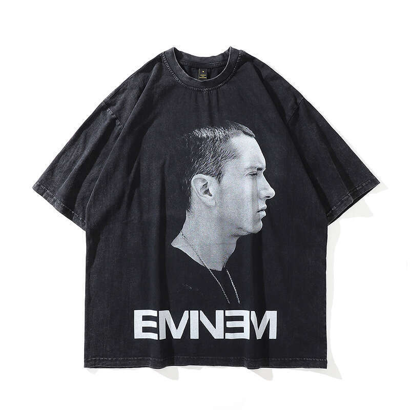 TKPA High Street Portrait Printed sleeved T-shirt Men's Fashion Brand Hip Hop Lazy Style Couple Casual Short Tee