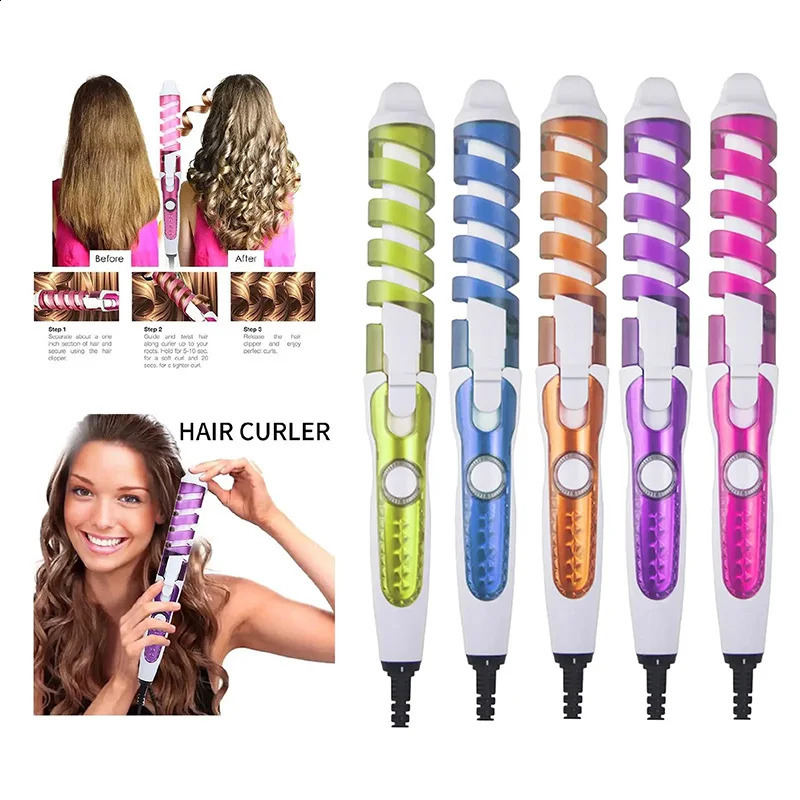 Professional Hair Curler Roller Magic Spiral Curling Iron Fast Heating Curling Wand Electric Hair Styler Pro Styling Tool 250206