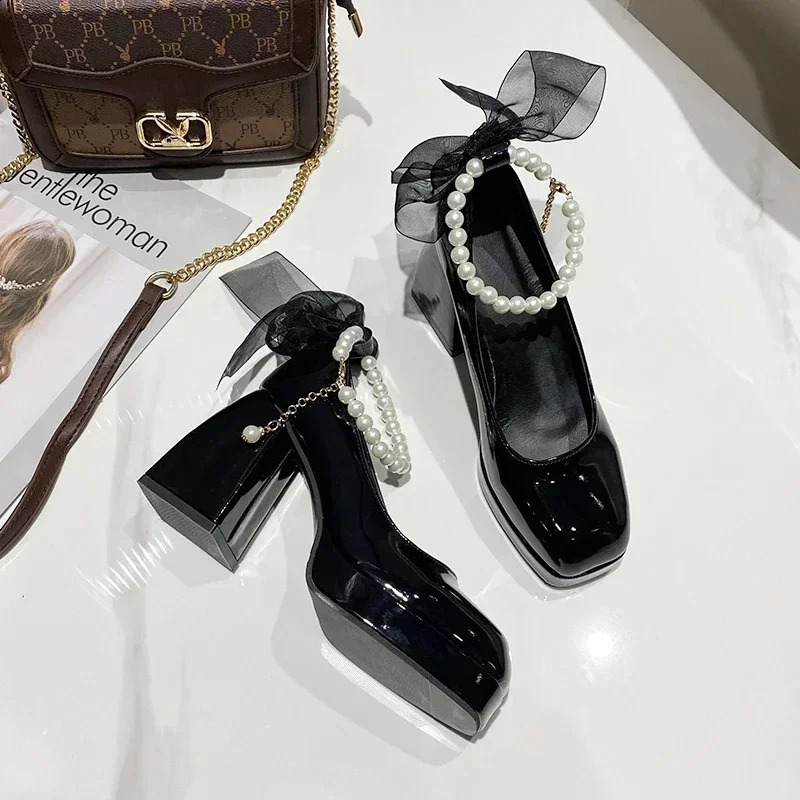 2024 Shoes for Women High Heels Mary Jane Pumps Ladies White Platform Zapatos De Mujer 250118